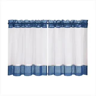 ESLIR Scheibengardine Stangendurchzug 145 x 60 cm Blau/Transparent/Weiß 1 Stück