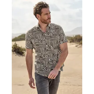engbers Herren Hemd kurzarm Braun slim fit gemustert Haifisch - XL