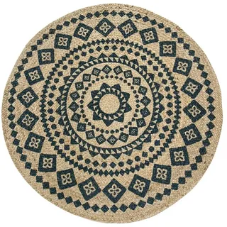 LUXORLIVING Mamda Juteteppich 80 x 80 cm Beige/Schwarz