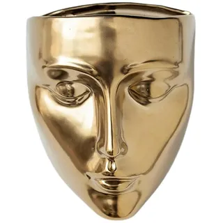 Folpus Gesicht Blumentopf Hängekorb Topf Vase Dekoration Pflanzenhalter Wandhalterung Kopf Pflanzgefäß für Garten Outdoor Indoor Familie Freunde Balkon, golden