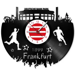 GRAVURZEILE Schallplattenuhr Frankfurt - 100% Vereinsliebe - Upcycling Design Wanduhr aus Vinyl Made in Germany
