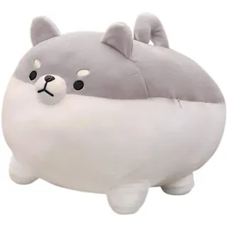 Plüschtier Shiba Inu Plüschspielzeug Anime Corgi Kawaii Plüschhund Weiches Kissen, Plüschtiergeschenke für Jungen und Mädchen - Grau