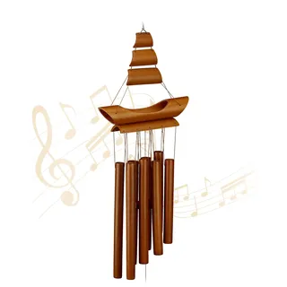 Relaxdays Windspiel Segelboot 72 x 20 x 6 cm Braun