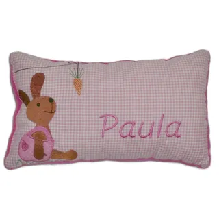 Momelie Rosa Schmusekissen * Kuschelkissen * Hase * mit Namen Bestickt * 17 x 29 cm * SK-pi_0036