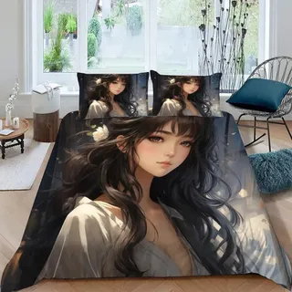 VULORA Bettwäsche 135x200 Japan Manga Bettbezug mit Reißverschluss 100% Mikrofaser Bettwäsche-Sets für Junge Mädchen 3D Druck Anime Otaku Kinderbettwäsche mit 2 Kissenbezüge 80x80cm Winter