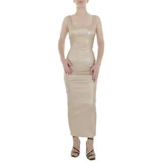 Ital-Design Partykleid Damen Party & Clubwear Pencil (86746065) Glitzer Glänzend Maxikleid in Gold goldfarben XS/34