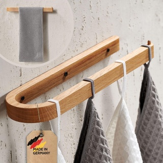 DEKAZIA rustikaler Küchenrollenhalter ohne Bohren | Holz aus edler Akazie | einfache Wandmontage | UNIKAT