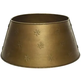 zeitzone Christbaumständer Abdeckung Metall Gold Rund 70 cm – Weihnachtsbaum-Hülle im Vintage-Look Schneeflocke – Baumständer Verdeckung & Deko – Metallring teilbar