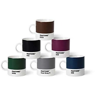 Pantone Porzellan Espressobecher 6er-Set, 6 Espressotassen à 120 ml, Coffee, mit Henkel, spülmaschinenfest, Naturfarben