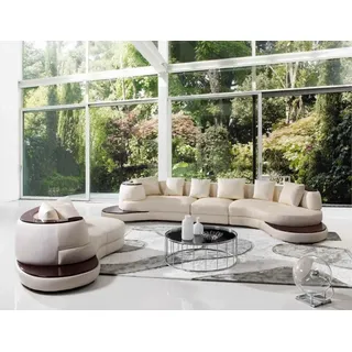 JVmoebel Wohnlandschaft Weiße Leder-Couchinsel mit Boxspring-Polsterung und Kunstleder-Seiten, Made in Europa weiß