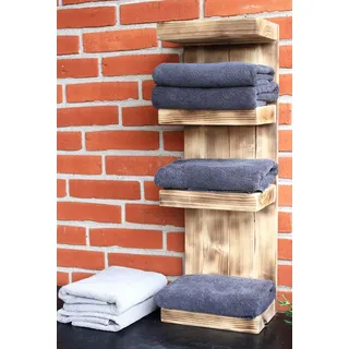 Dekorie Badregal aus Holz - Farbe: Braun (geflammt) - Maße (HxBxT): 70 cm x 23,5 cm x 17 cm - Vintage Handtuchhalter sehr schmal (hängend oder stehend) verzaubert besonders kleine Badezimmer