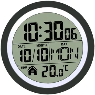 Sharplace wasserdichte Badezimmer-Uhr Mini Badezimmeruhr mit Silikagel Saugnäpfe zum Aufhängen, Funk-Badezimmeruhr, Küchenuhr, Baduhr, Quarz-Uhrwerk, feuchtigkeitsabweisend, 145 x 65 mm Schwarz
