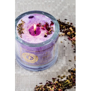 chakrana Duftkerze Chakra–Duftkerze aus Bio-Stearin, Glasbehälter mit edler Geschenkverpackung lila