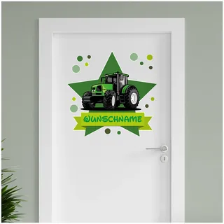 Finest Folia personalisierbarer Türaufkleber Wandtattoo Kinderzimmer für Tür Wand Mädchen Jungen Wandaufkleber mit Wunschname Wunschtext Türschild Aufkleber selbst gestalten (04 Traktor)