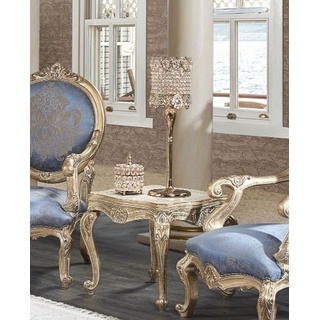 Casa Padrino Beistelltisch Luxus Barock Beistelltisch Weiß / Antik Gold 61 x 61 x H. 54 cm - Prunkvoller Massivholz Tisch im Barockstil - Barock Möbel