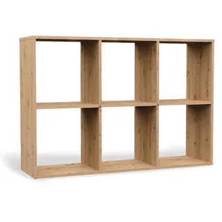 CDF Bücherregal mit 6 Fächern Würfelregal offenen Würfeln für Wohnzimmer Studio 2x3 Regal Stufenregal Ordnungssystem für Bücher Deko Fotos Arbeitszimmer Flur Eiche Artisan 30x110x75 cm