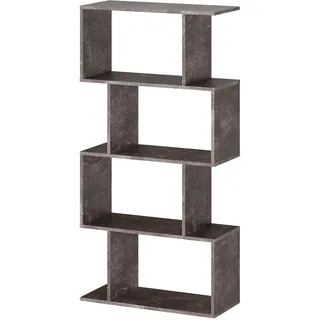 RICOO Standregal 4 Regalböden WM074-BG Raumteiler Regal schmal betongrau 140×70×30 cm Bücherregal Holzregal Wand Würfelregal Büroregal klein Regale & Ablagen Bookshelf Wandregal Holz