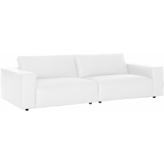 Big-Sofa GALLERY M BRANDED BY MUSTERRING "LUCIA" Sofas Gr. B/H/T: 292 cm x 81 cm x 124 cm, Leder BAX, Standardnaht-Zweinadelnaht, weiß (snow bax) Leder-Einzelsofas