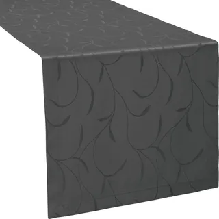 Erwin Müller Tischwäsche, Tischläufer Uni, Remscheid anthrazit Größe 40x130 cm - hochwertige Qualität mit Fleckschutz ausgerüstet und Kuvertsaum, Rankenmuster (weitere Farben, Größen)