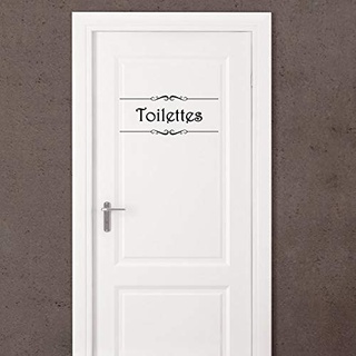 Wandtattoo, selbstklebend, Motiv: schwarzer Zitat, selbstklebend, Aufschrift "Toilette", für Badezimmer und Toiletten, wasserdicht, abnehmbar, 20 x 35 cm