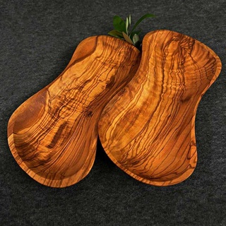 What the Art!® Olive Wood «Tapas Duo» Gr. M | 2er Set Olivenholz Servierschalen + Geschenk | 22 cm x 8-10 cm | Snackschalen - Dipschalen - Dekoschalen