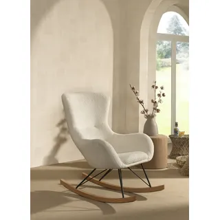Schaukelsessel VIPACK Sessel Gr. Bouclé, B/H/T: 76 cm x 101 cm x 110 cm, beige (creme, weiß) Schaukelsessel in flauschigem Bouclé Stoff, sehr bequem zum entspannen, zwei Farben