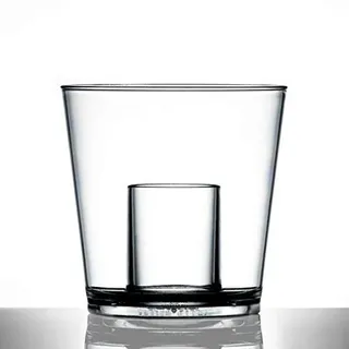 Shotglas mit Einsatz, 24 Stück, 25 ml | Wiederverwendbar 100e Male – Catering-Qualität Kunststoff-Gläser | nahezu unzerbrechlich – robustes Polycarbonat | Made in Großbritannien von BBP