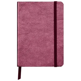 Clairefontaine 400090C Notizbuch (mit Perlmutt-Effekt mit Softcover aus Leder, DIN A6, 10,5 x 14,8cm, 72 Blatt, blanko, Gummizugverschluß, Lesezeichen) 1 Stück kirschrot