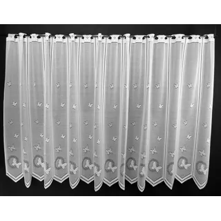 Gardinen Kranzusch Scheibengardine Schmetterlinge (1 St), Stangendurchzug, transparent, Stablöcher,transparent,verschiedene Höhen, Breiten weiß 60.0 cm x 90 cm