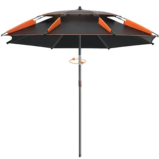 Sonnenschirm Balkon, Gartenschirm Klein, Marktschirm Sonnenschirm, Terrassenschirm Wasserdicht Windfest Mit 360° Drehung, Aluminiumgestänge, Aufbewahrungstasche ( Color : Black , Size : 2.4m/7.8ft )