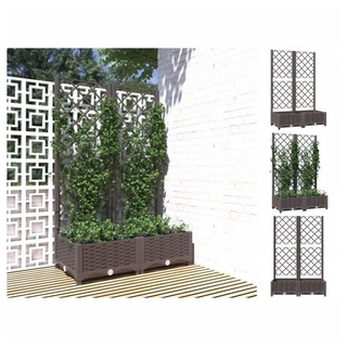 vidaXL Rankgitter Pflanzkübel mit Rankgitter Braun 80x40x121,5 cm Kunststoff Rankhilfe G braun