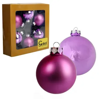 Elegantes Set Aus 6 Weihnachtskugeln Aus Glas, Lila