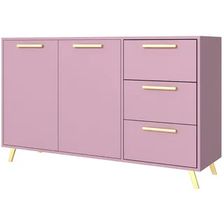Compleo Kommode ALEX II mit 3 Schubladen und 2 Türen, Glamour design, praktische Kommode rosa