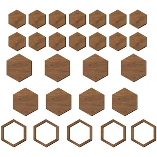Raypontia Hexagon Wand - Hexagon Wanddeko, Sechseckige Holzwandkunst Für Zuhause, Hexagon Wanddekoration Aus Für Wand Heimdekoration (8 Großes Sechseck+14 Kleines Sechseck+5 Hexagon-Box)