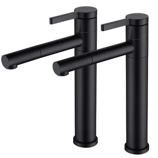 2 Waschtischarmatur Schwarz,Wasserhahn Bad Einhebelmischer,Waschbecken Armaturen Waschtisch,Mischbatterie Badezimmer,Badarmatur mit Schlauc... - Schwarz