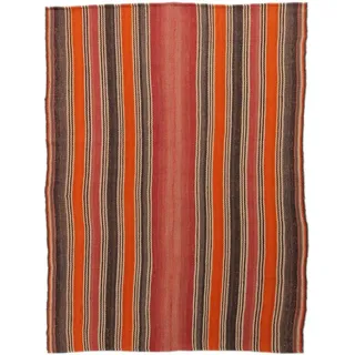 Nain Trading Orientteppich Kelim Fars Antik 132x181 Handgewebter Orientteppich / Perserteppich, rechteckig, Höhe: 5 mm braun|rot