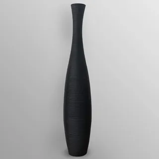thaiboo Große Bodenvase Holz Schlank Schwarz für Deko Pampasgras Trockenblumen Zweige Grasbüschel Standvase Holzvase Mangoholz (71 cm Höhe)