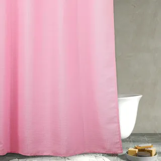 Popkozzi Duschvorhang mit Waffelmuster, strapazierfähig, strukturiert, für Mädchen-Badezimmer, wasserabweisend, waschbar, Dickes Polyestergewebe, 183 x 183 cm, Rosa