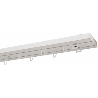 Gardinenschiene Kunststoffschiene CREDO, GARESA, 2-läufig, Wunschmaßlänge, mit Bohren, verschraubt, Deckenmontage, mit Kunststoffverbinder verlängerbar weiß 260 cm