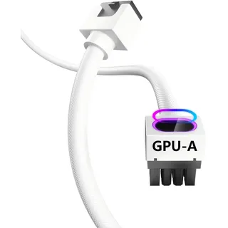 AsiaHorse Hydrus 8-Pin GPU Verlängerungskabel [TYP A - Clip UNTEN], PCIE-Stromkabel für Grafikkarte (Nicht FÜR CPU), 18AWG Sleeved, 5V ARGB Sync - Weiß