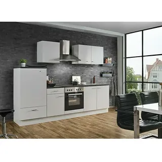 Menke Küchenzeile Classic  (Breite: 270 cm, Weiß, Dekor Arbeitsplatte: Marmoroptik, Mit Elektrogeräten)