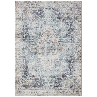 benuta Vintage-Teppich, Blau, Kunststoff, Vintage, Rechteckig, 160x230 cm, Oeko-Tex® Standard 100, in verschiedenen Größen erhältlich, rutschfeste Unterfläche, waschbar, Teppiche & Böden, Teppiche, Vintage-Teppiche