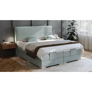 PAARA Boxspringbett Kreta elektrisch verstellbar mit Motor alle Größen, mit einzigartigem Belüftungssystem blau 140 cm x 220 cm