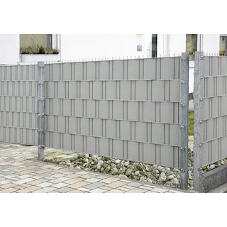 Floraworld Sichtschutz für Stabmattenzaun Classic 2,05 m x 19 cm silbergrau - Grau