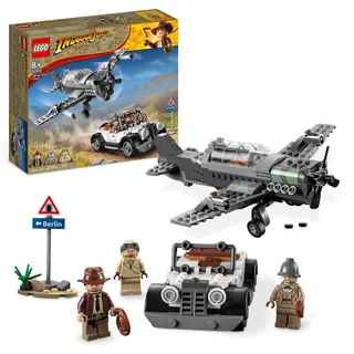 LEGO Indiana Jones Flucht vor dem Jagdflugzeug Action-Set mit baubarem Flugzeug-Modell und Oldtimer-Spielzeug-Auto, Plus 3 Minifiguren, Der letzte Kreuzzug Film 77012 (Neu differenzbesteuert)