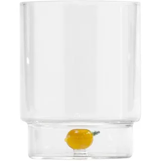Zafferano Teca Frutta - Set mit 6 Gläsern aus Borosilikatglas mit Zitrone - 35 cl Becher, doppelter Boden, handdekoriert, leicht waschbar