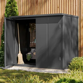 primeyard Geräteschrank Metall 156x84x131 cm Gartenschrank anthrazit inkl. Fußboden