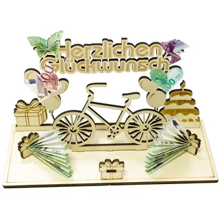Janeunique Geldgeschenke Geburtstag Holz Fahrrad, Geldgeschenk Geburtstag, Geschenke aus Holz, Fahrrad Deko für Frauen, Männer, Freunde, Radfahrer