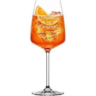 Aperol Spritz Glas mit Name - Personalisiertes Weinglas mit Gravur | Aperol Glas mit Wunschname | Geschenk Freundin Geburtstag Muttertag | Lasergravur (Orange im Aperol)