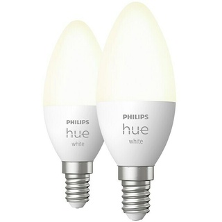 Philips Hue LED-Lampe White  (E14, Dimmbar, Warmweiß, 470 lm, 5,5 W, Kerze, 2 Stk.)